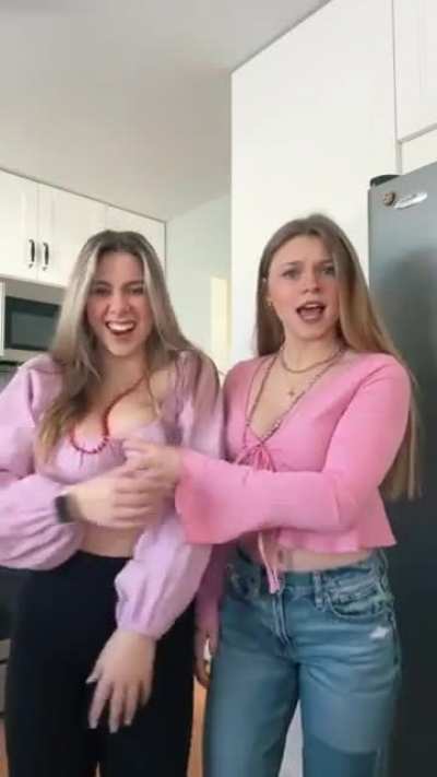 Even her friend can't resist to grab these huge tits