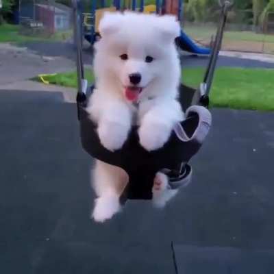 Adorable cloud on a swing