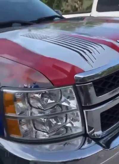 Nothing says you're in a cult like a Trump shrine on wheels