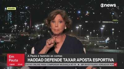 Haddad confirma para Eliane Catanhede que a taxação para cobrir o aumento da faixa de isenção do IR será sobre apostas online, não sobre games