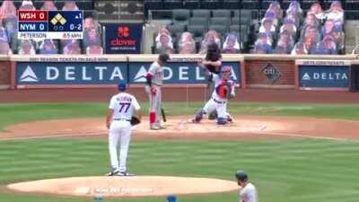 Juan Soto shuffles a strikeout.
