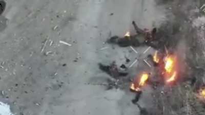 An African mercenary is ambushed by a duo of Ukrainian FPV drones (operator callsign 