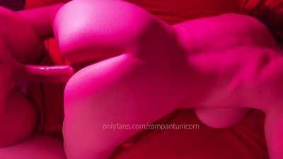 Huge tits submitting to oversized beast dick