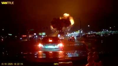 Dash Cam footage captures a huge explosion caused by the jet 31.1.2025