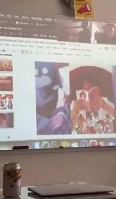 This guy made a whole slideshow on the anime quintessential quintuplets to his entire class