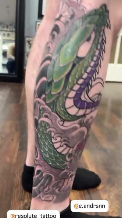 Second session on Snake & Hannya leg sleeve