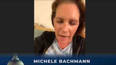 Former Republican Congresswoman Michelle Bachmann asking God to use his iron rod to smash Joe Biden. Totally normal...