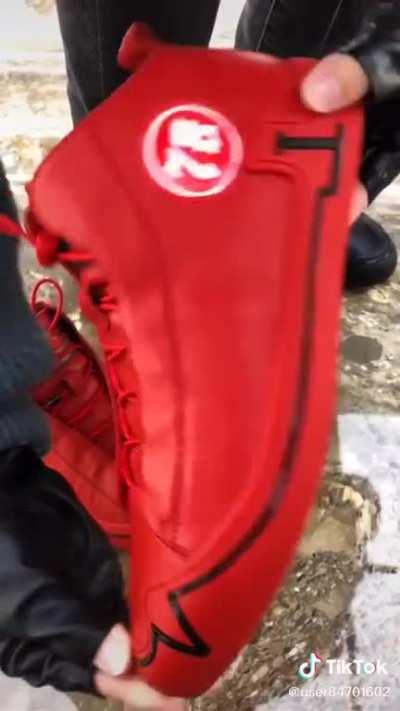 This POS steps on a fish to advertise his shit shoes