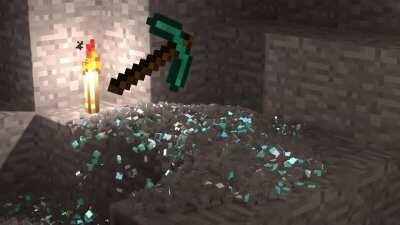 Shattering a diamond ore!