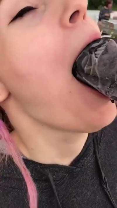 Nastya Etkind with a darth vader popsicle