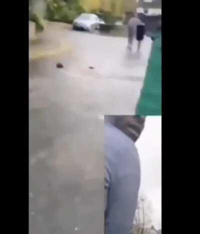 Man tries to abduct girl on her way to school. Saved by hero woman.