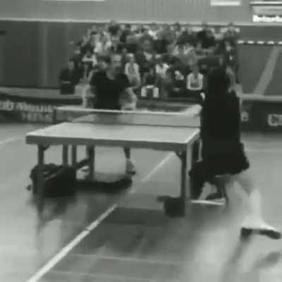 Table tennis match in the Netherlands, 1979.