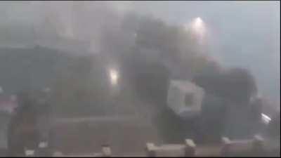 Piombino , Italy, 18/08/2022, wind at 170 km/h destroy a ferris wheel