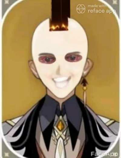 Bald smiling mohawk Zhongli on even more drugs but it's even nore cursed