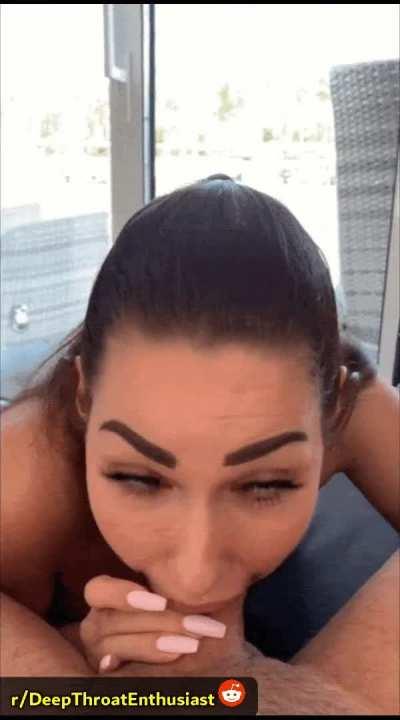 Look Him Straight Into The Eyes, When His Cock Goes Straight Into Your Throat