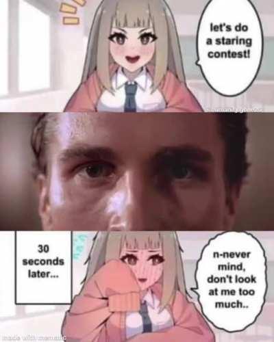 (She doesn't know i have a revolver under the desk ready to fire when she blinks)