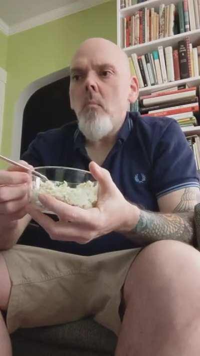 Eating potato salad in August.