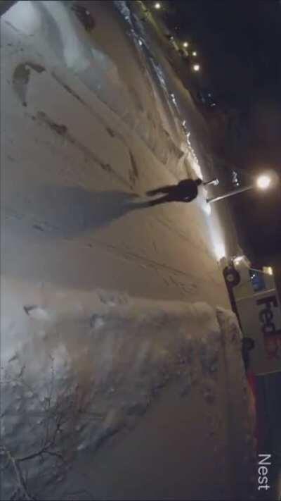 Caught on my buddies door cam. Why wouldn’t you assume everyone has a camera these days?