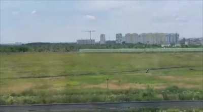 Russian helicopter fires at wagner car 