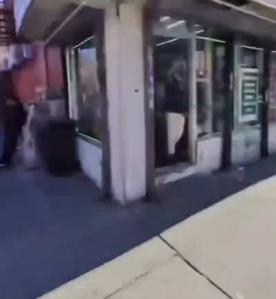 Dude gets spit on for standing on the sidewalk with his dog