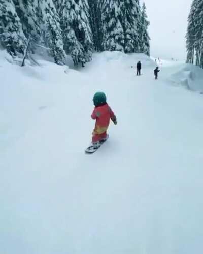 This is Emma. She’s 4 years old and steadier on a snowboard than I am on a stepstool.