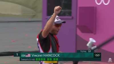 Vincent Hancock wins his third gold medal in men’s skeet shooting