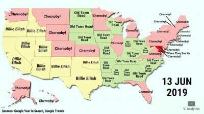 Trending Google Searches by State Between 2018 and 2020 [courtesy of u/V1Analytics]