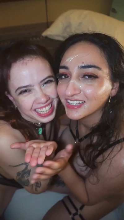 So messy, so used, so happy… just two satisfied little cumsluts.