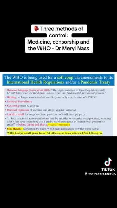 The WHO is being used for a soft coup via amendments to its International Health Regulations and/or a Pandemic Treaty.