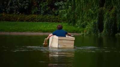 I recreated Minecraft's boat IRL and tested it against real boats... it was fun