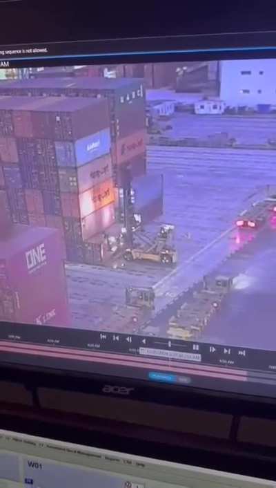 Container crushes forklift operator