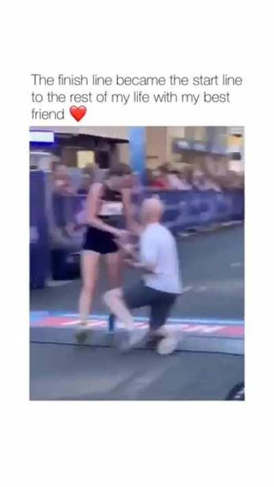 The finish line turns into the beginning of the rest of your life with your closest buddy.