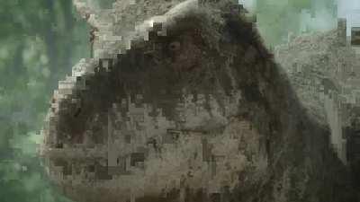 Prehistoric Planet-Tyrannosaurus Rex brothers hunting Edmontosaurus.