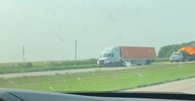Just a flaming 18-wheeler on a casual Tuesday evening drive down the interstate …