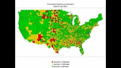 [OC] COVID Deaths per Resident by County