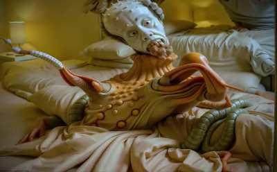 AI visuals of LSD trip, Girl in Bed.