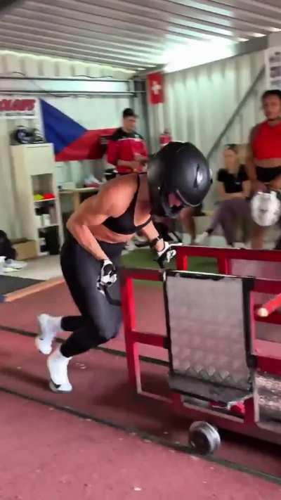 Bobsled training in the summer