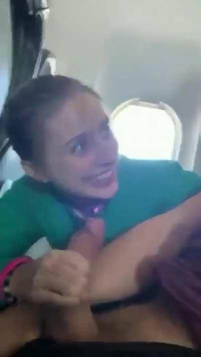 Slutty Wife gives Blowjob on the plane