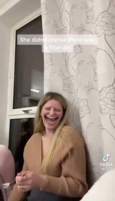 She didn’t realize that there was a filter on