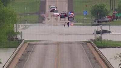 Trying to cross a flooded road