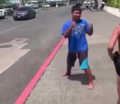 Kid gets hit once then starts crying