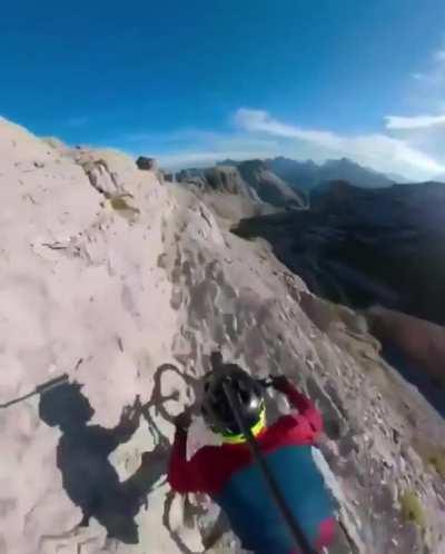 Riding down the cliff