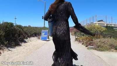 In a sheer dress, underwear not needed!