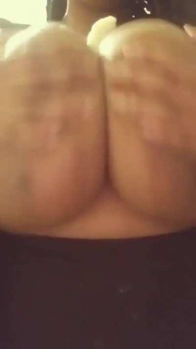 Titties so big they have to sneak into the frame