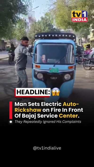 A man’s protest went up in flames literally outside a service center