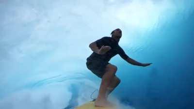 Australian Pro surfer Anthony Walsh gives an awesome point of view, of surfing through a 20 foot barrel.