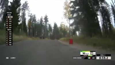 First person view of a WRC Rally car. No space for any mistake.