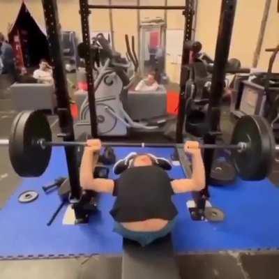 He can bench press while fully arched. HumansAreRubber
