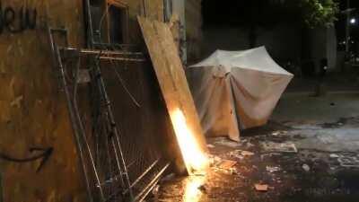 Portland Rioters Trying to Arson the Federal Court House in Portland - Night of 7-21-2020