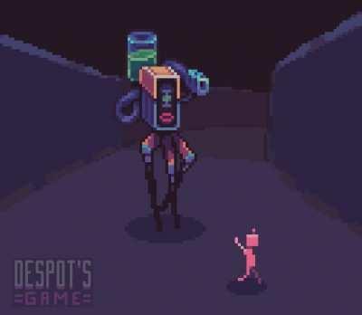 A human running away from a giant robot